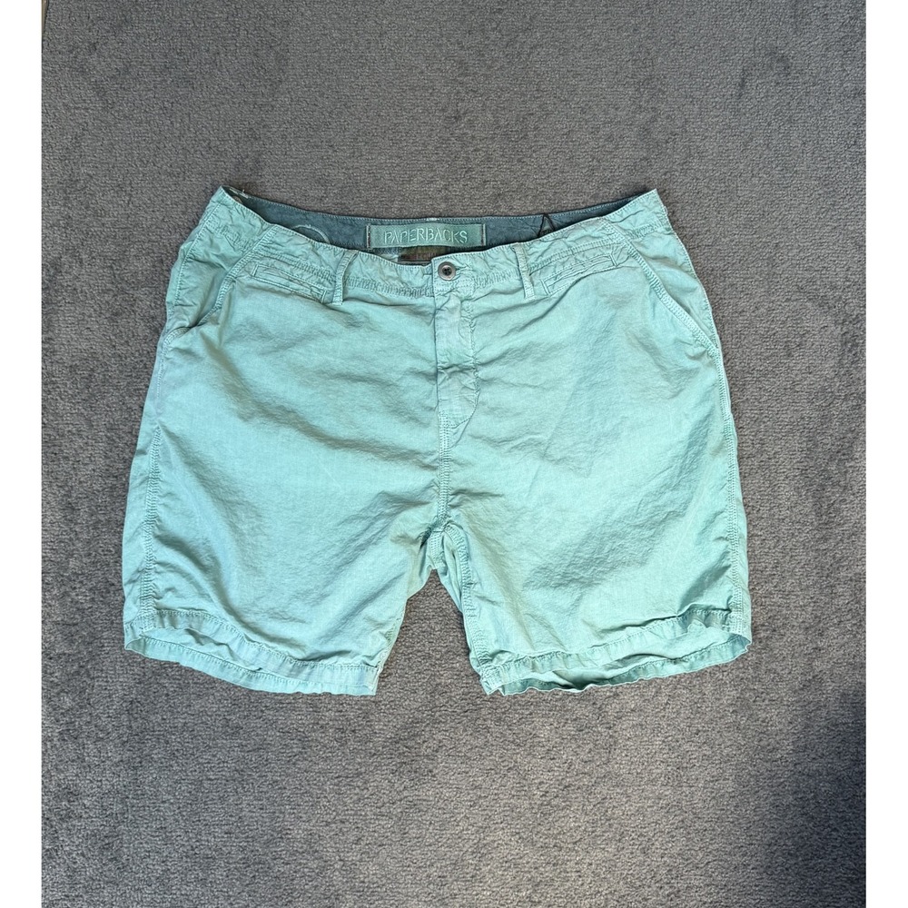Paperbacks Mens Seafoam Green Cotton Chino Shorts Size 38 Button Fly Casual